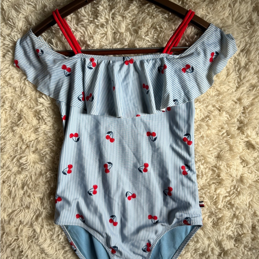 Tommy Hilfiger Striped Cherry Print Swimsuit